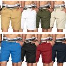 Indicode Herren Chino Shorts kurze Hose inkl. Gürtel B499 Olive-Größe M - Gr. M