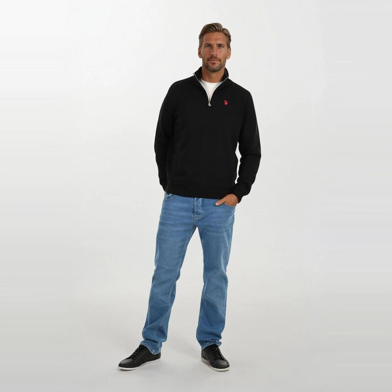 U.S. POLO ASSN. Herren Pullover Half Zip P021 Schwarz-Rot-Größe S - Gr. S