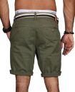 Indicode Herren Chino Shorts kurze Hose inkl. Gürtel B499 Olive Größe L - Gr. L