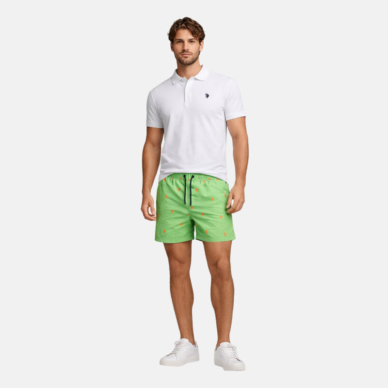 U.S. POLO ASSN. Herren Schwimmshorts Badehose P026 Grün-Orange Größe S - Gr. S