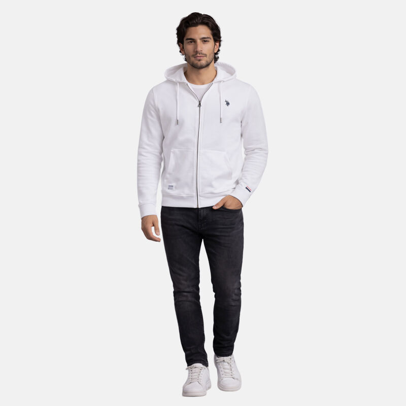 U.S. POLO ASSN. Herren Sweatjacke Hoodie P027 Weiss-Navy-Größe XXL - Gr. 2XL