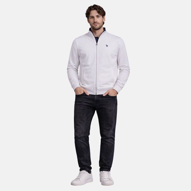 U.S. POLO ASSN. Herren Sweatjacke P028 Weiss-Navy-Größe XXL - Gr. 2XL