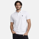 U.S. POLO ASSN. Herren Poloshirt P029 Weiss-Navy-Größe S - Gr. S