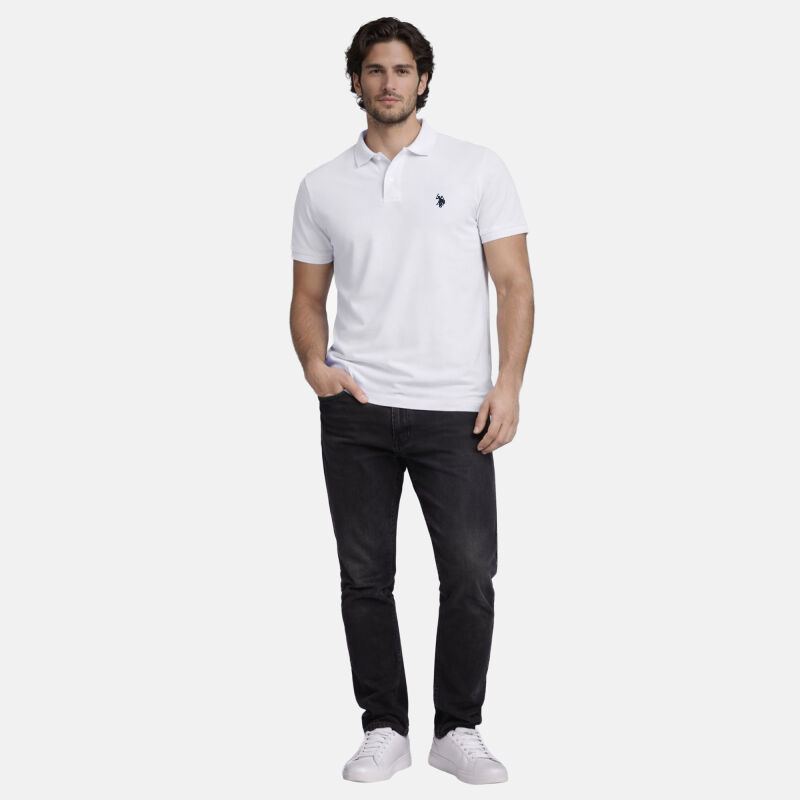 U.S. POLO ASSN. Herren Poloshirt P029 Weiss-Navy-Größe L - Gr. L