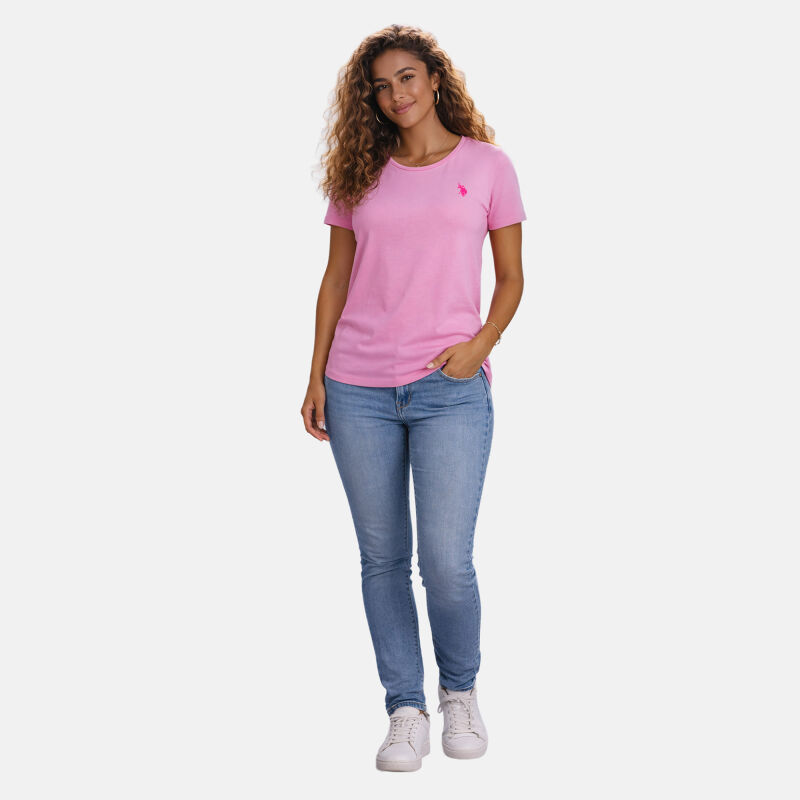 U.S. POLO ASSN. Damen T-Shirt rundhals P032 Pink-Pink-Größe XL - Gr. XL