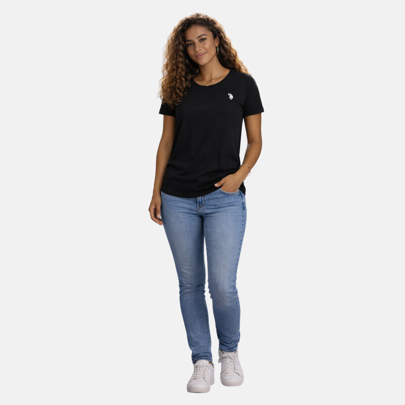 U.S. POLO ASSN. Damen T-Shirt rundhals P032 Schwarz-Weiss-Größe XL - Gr. XL