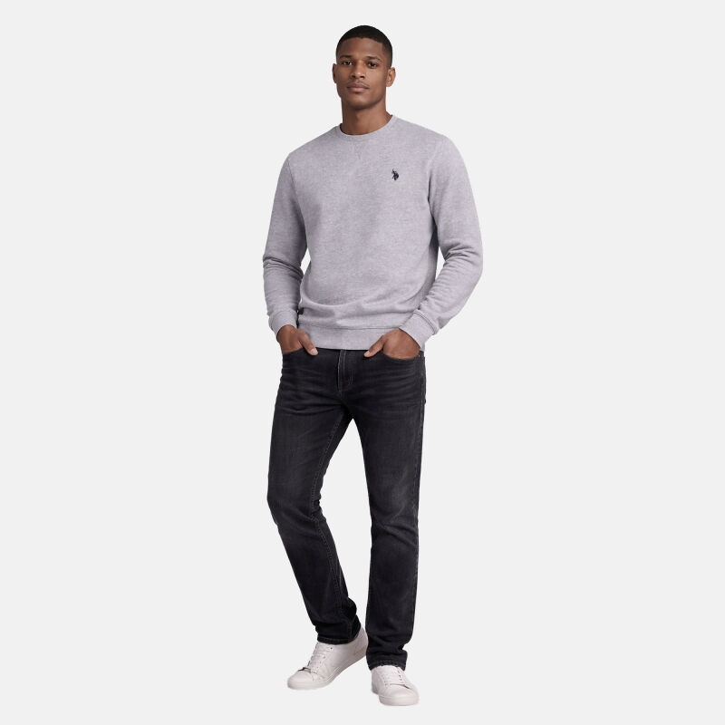 U.S. POLO ASSN. Herren Sweatshirt rundhals P033 GrauMelange--Blau Größe XXXL - Gr. 3XL