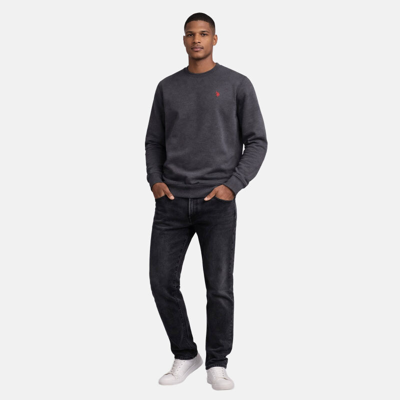 U.S. POLO ASSN. Herren Sweatshirt rundhals P033 AnthrazitMelange-Rot Größe L - Gr. L