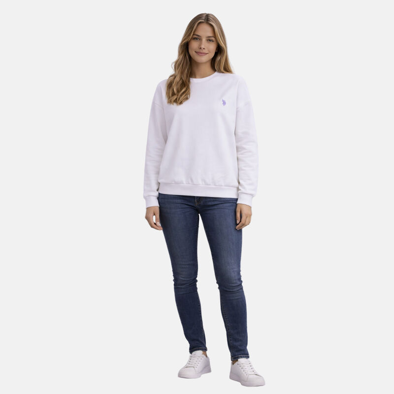 U.S. POLO ASSN. Damen Sweatshirt P034 Weiss-Lila Größe L - Gr. L