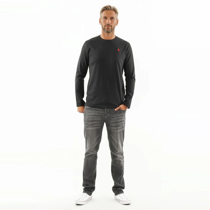 U.S. POLO ASSN. Herren Longsleeve Basic Shirt P003 Schwarz-Rot-Größe S - Gr. S