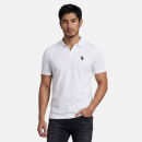 U.S. POLO ASSN. Herren Poloshirt mit offenem Kragen P038 Weiss-Navy-Größe XL - Gr. XL