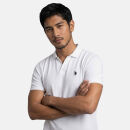 U.S. POLO ASSN. Herren Poloshirt mit offenem Kragen P038 Weiss-Navy-Größe XL - Gr. XL