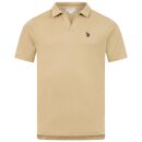 U.S. POLO ASSN. Herren Poloshirt mit offenem Kragen P038 Beige-Navy-Größe XL - Gr. XL