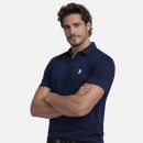 U.S. POLO ASSN. Herren Poloshirt mit offenem Kragen P038 Navy-Hellblau-Größe XL - Gr. XL
