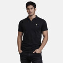 U.S. POLO ASSN. Herren Poloshirt mit offenem Kragen P038 Schwarz-Beige-Größe S - Gr. S