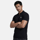 U.S. POLO ASSN. Herren Poloshirt mit offenem Kragen P038 Schwarz-Beige-Größe S - Gr. S