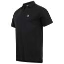 U.S. POLO ASSN. Herren Poloshirt mit offenem Kragen P038 Schwarz-Beige-Größe S - Gr. S