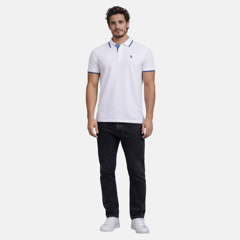 U.S. POLO ASSN. Herren Poloshirt Shortsleeve P040 Weiss-Royal-Größe XXL - Gr. 2XL