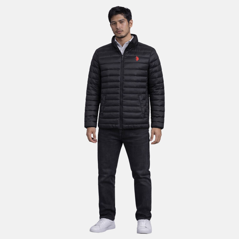 U.S. POLO ASSN. Herren Steppjacke P041 Schwarz-Rot-Größe L - Gr. L