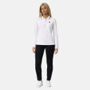 U.S. POLO ASSN. Damen Poloshirt Longsleeve P043 Weiss-Navy-Größe M - Gr. M