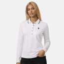 U.S. POLO ASSN. Damen Poloshirt Longsleeve P043 Weiss-Navy-Größe M - Gr. M