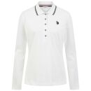 U.S. POLO ASSN. Damen Poloshirt Longsleeve P043 Weiss-Navy-Größe M - Gr. M
