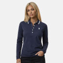 U.S. POLO ASSN. Damen Poloshirt Longsleeve P043 Navy-Weiss-Größe XL - Gr. XL