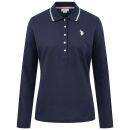 U.S. POLO ASSN. Damen Poloshirt Longsleeve P043 Navy-Weiss-Größe XL - Gr. XL