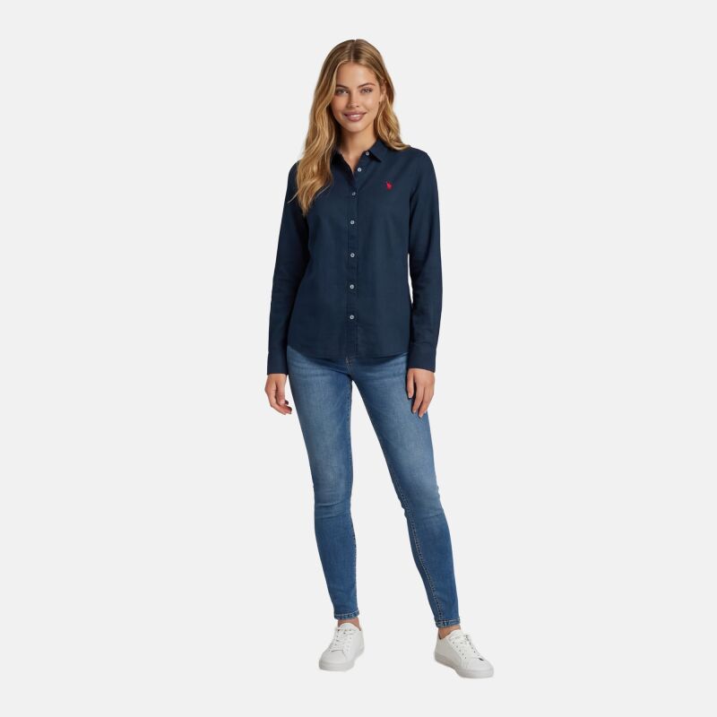 U.S. POLO ASSN. Damen Leinenshirt P045 Navy-Rot Größe XXL - Gr. 2XL