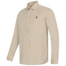 U.S. POLO ASSN. Herren Cord-Hemd P048 Offwhite-Blau Größe S - Gr.S