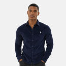 U.S. POLO ASSN. Herren Cord-Hemd P048 Navy-Beige Größe M - Gr.M