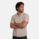U.S. POLO ASSN. Herren Hemd mit Kubakragen P051 Beige-Navy Größe XL - Gr.XL