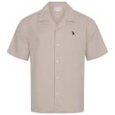 U.S. POLO ASSN. Herren Hemd mit Kubakragen P051 Beige-Navy Größe XL - Gr.XL