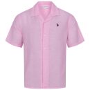 U.S. POLO ASSN. Herren Hemd mit Kubakragen P051 Pink-Navy Größe M - Gr.M