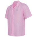 U.S. POLO ASSN. Herren Hemd mit Kubakragen P051 Pink-Navy Größe M - Gr.M