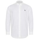 U.S. POLO ASSN. Herren Leinenmix Hemd Button-Down P049 Weiss-Navy Größe S - Gr.S