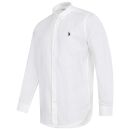 U.S. POLO ASSN. Herren Leinenmix Hemd Button-Down P049 Weiss-Navy Größe S - Gr.S