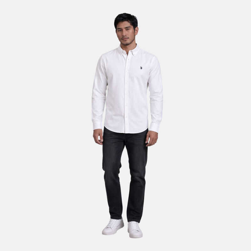 U.S. POLO ASSN. Herren Hemd Button-Down P050 Weiss-Navy Größe S - Gr.S