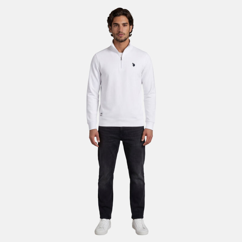 U.S. POLO ASSN. Herren Half-Zip Sweatshirt P053 Weiss-Navy Größe XXXL - Gr.3XL