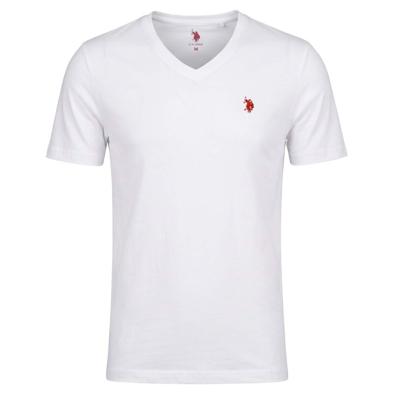 U.S. POLO ASSN. Herren T-Shirt V-Neck 2er Pack P057 Weiss & Weiss  Größe M - Gr.M