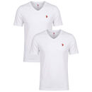 U.S. POLO ASSN. Herren T-Shirt V-Neck 2er Pack P057 Weiss & Weiss  Größe M - Gr.M