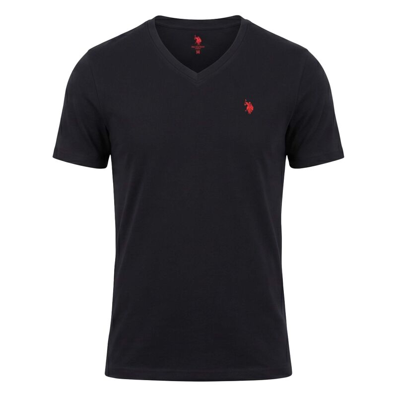 U.S. POLO ASSN. Herren T-Shirt V-Neck 2er Pack P-057 Schwarz & SchwarzSchwarz & GrauMelange Größe L - Gr.L