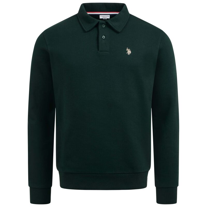 U.S. POLO ASSN. Herren Sweatpolo P-060 Darkgreen-Beige Größe M - Gr.M