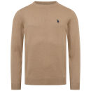 U.S. POLO ASSN. Herren Crewneck Pullover P-064 CamelMelange-Navy Größe M - Gr.M