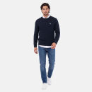 U.S. POLO ASSN. Herren Roundneck Pullover Zopfmuster P-066 Navy-Beige Größe S - Gr.S