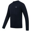 U.S. POLO ASSN. Herren Roundneck Pullover Zopfmuster P-066 Navy-Beige Größe S - Gr.S