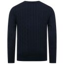 U.S. POLO ASSN. Herren Roundneck Pullover Zopfmuster P-066 Navy-Beige Größe S - Gr.S
