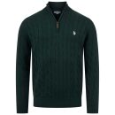 U.S. POLO ASSN. Herren Halfzip Pullover Zopfmuster P-067 Darkgreen-Beige Größe XXL - Gr.2XL