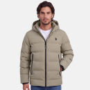 U.S. POLO ASSN. Herren Steppjacke mit Hoodie P-070 Beige-Navy Größe S - Gr.S