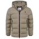 U.S. POLO ASSN. Herren Steppjacke mit Hoodie P-070 Beige-Navy Größe S - Gr.S
